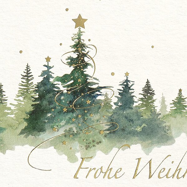 Bild 2 - Aquarell und Gold (internationale Weihnachtskarte)