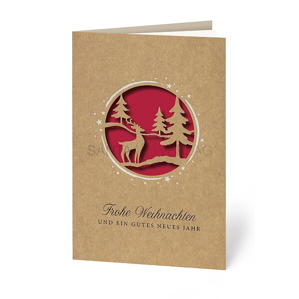Bild 1 - Hirsch im Wald (geschftliche Weihnachtskarte)