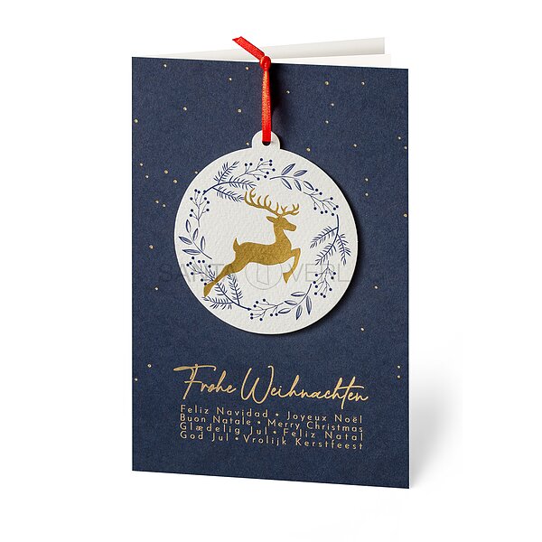 Bild 1 - Springender Hirsch (internationale Weihnachtskarten)
