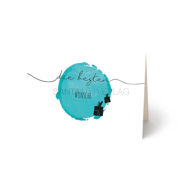 Bild 1 - Glckwunschkarte blauer Farbklecks