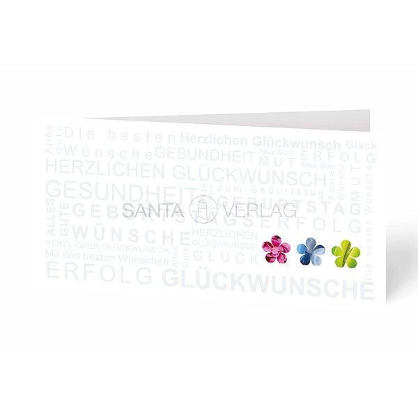 Bild 1 - Gl�ckwunschkarte Typografie mit Bl�ten