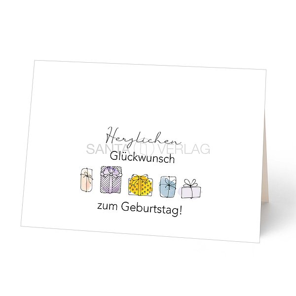 Bild 1 - Gl�ckwunschkarte Feinpapier matt mit kleiner Geschenke Parade