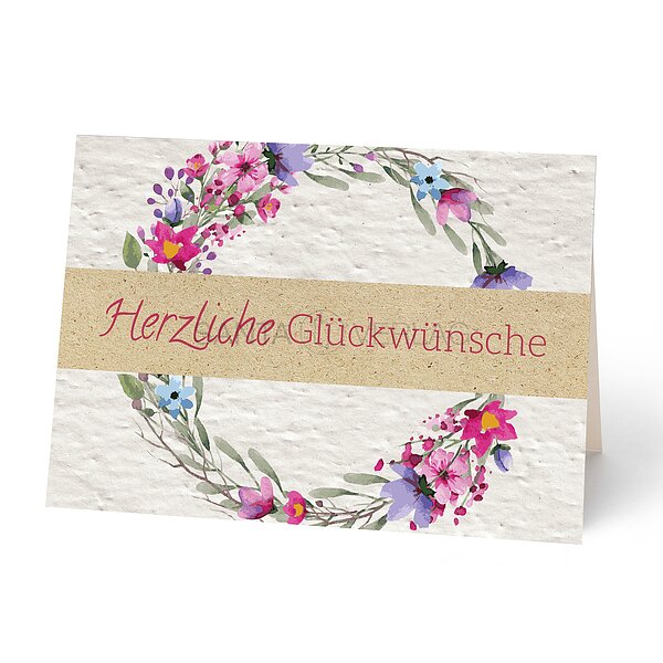 Bild 1 - Gl�ckwunschkarte aus Samenpapier zum Einpflanzen und Banderole