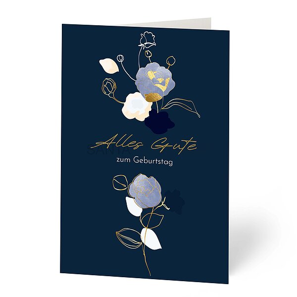 Bild 1 - Gl�ckwunschkarte Feinpapier matt mit edlen Blumenzweigen