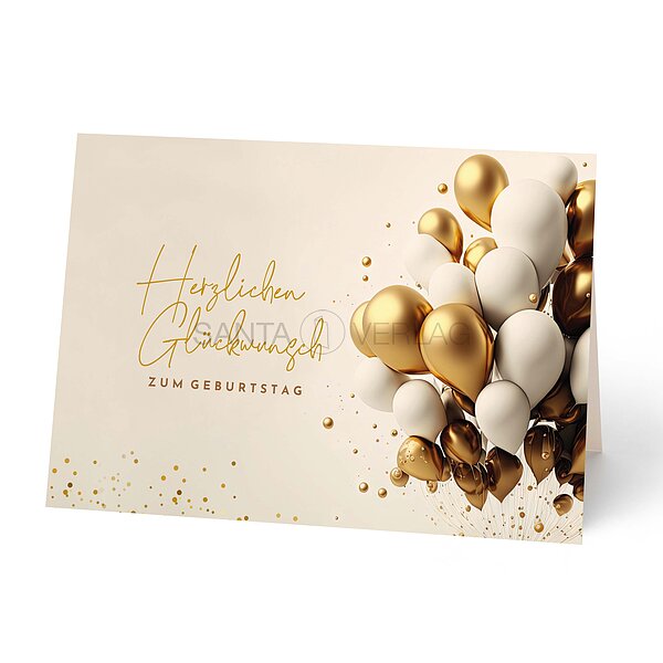 Bild 1 - Gl�ckwunschkarte Feinpapier matt festlichen Luftballons