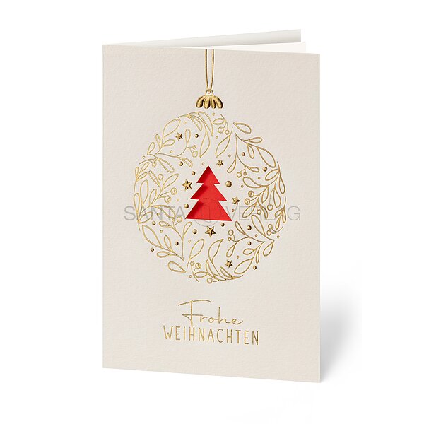 Bild 1 - Goldkugel rot (gesch�ftliche Weihnachtskarten)