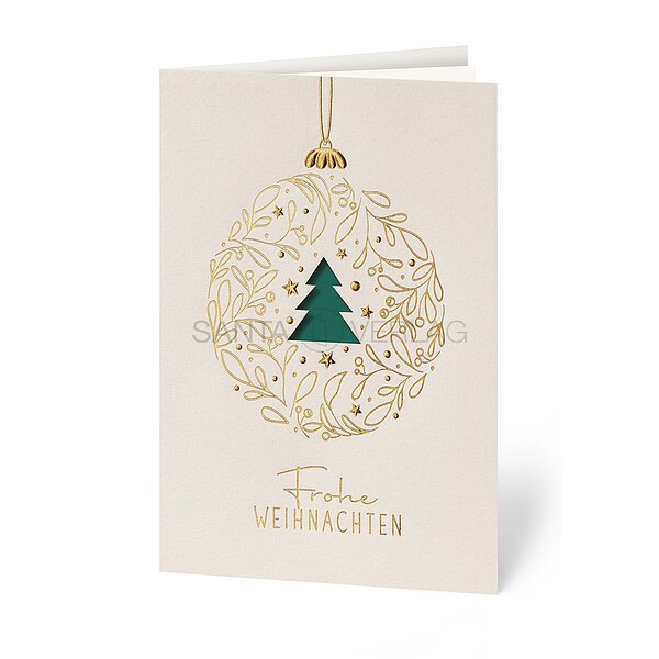 Bild 1 - Goldkugel dunkelgr�n (gesch�ftliche Weihnachtskarten)