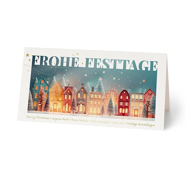 Bild 1 - Leuchtende H�user (moderne Weihnachtskarte)