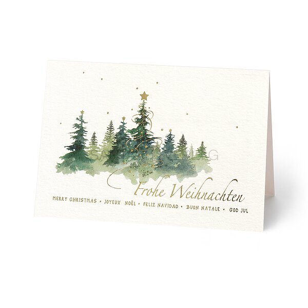 Bild 1 - Aquarell und Gold (internationale Weihnachtskarte)