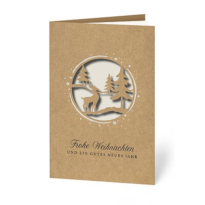 Hirsch im Wald (geschftliche Weihnachtskarte)