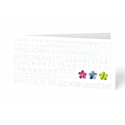 Glckwunschkarte Typografie mit Blten