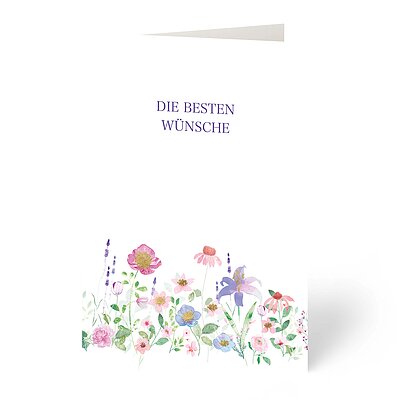 Glckwunschkarte Feinpapier matt mit bunte Blumenwiese Aquarell