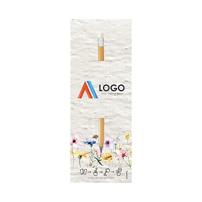 Natur Bleistift mit Radiergummi in Einsteckhlle aus Samenpapier mit Motiv Wildblumen