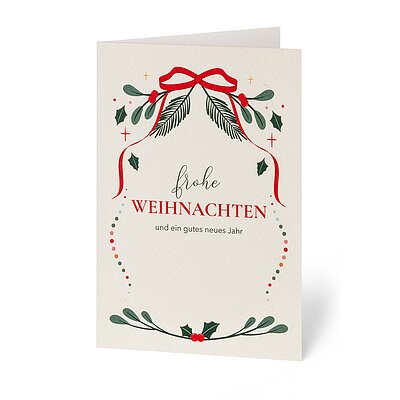 Rote Schleife (verspielte Weihnachtskarte)