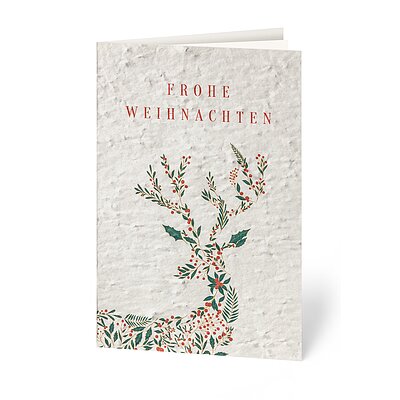 Gr�ner Hirsch (Samenpapier Weihnachtskarte)