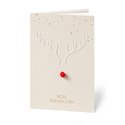 Pompon-Nase (kreative Weihnachtskarte)