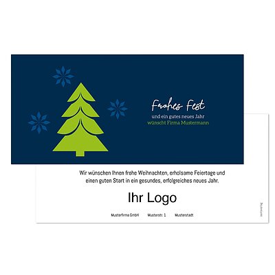 1-fach Weihnachtskarte leuchtender Baum