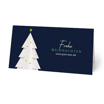 Klappkarte Origami Baum blau