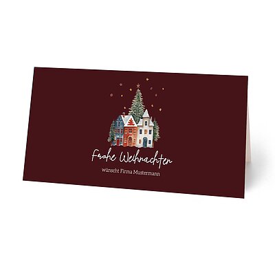 Klappkarte Origami Dorfweihnachte